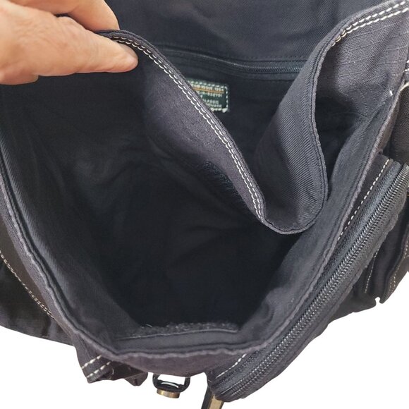 Fossil Black Canvas Shoulder Messenger Bag With Multiple Pockets Adj Strap - Picture 13 of 15